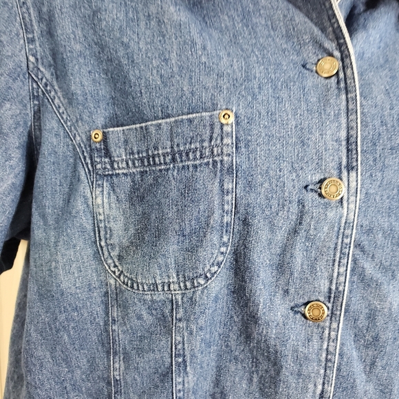 90s Villager Sport Denim Jacket Shirt Sz 3 ~ Pre-Owned With Removable Collar - Picture 4 of 16